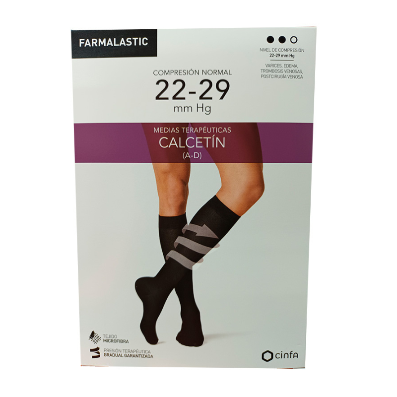 CALCETIN ANTIBACTERIANO COMPRESION NORMAL FARMALASTIC 2 UNIDADES TALLA EXTRAGRANDE COLOR NEGRO