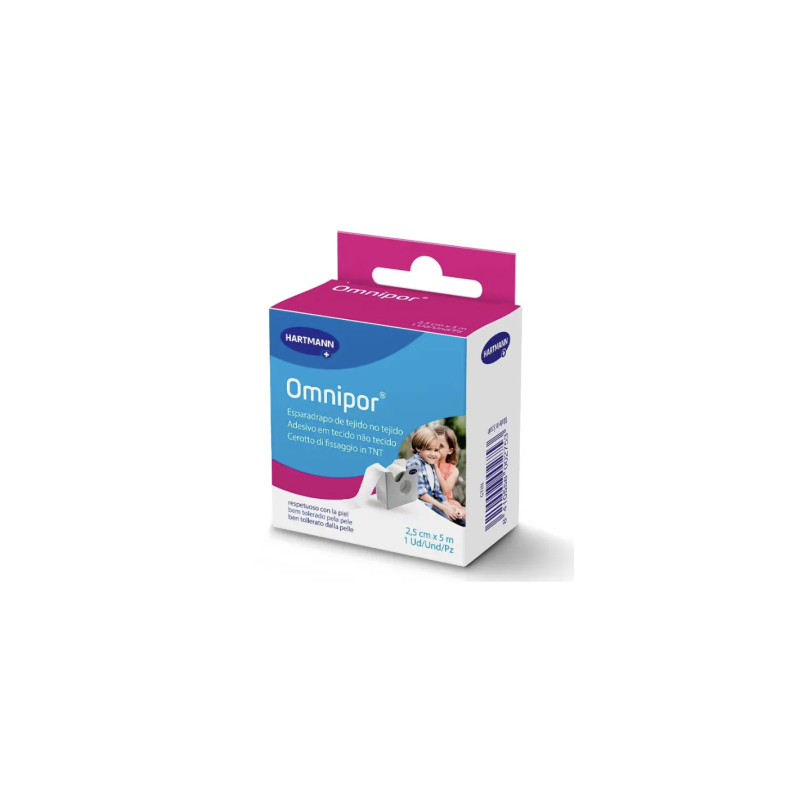 ESPARADRAPO HIPOALERGICO OMNIPOR DE PAPEL 5 M X 2,5 CM CON DISPENSADOR