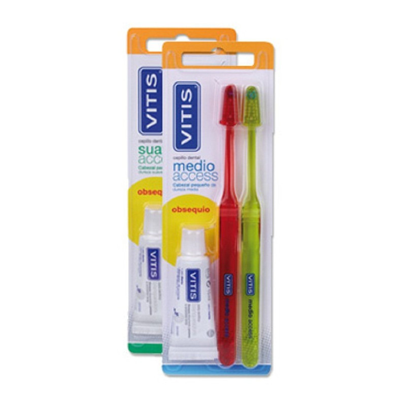 CEPILLO DENTAL ADULTO VITIS ACCESS MEDIO BLISTER 2 U